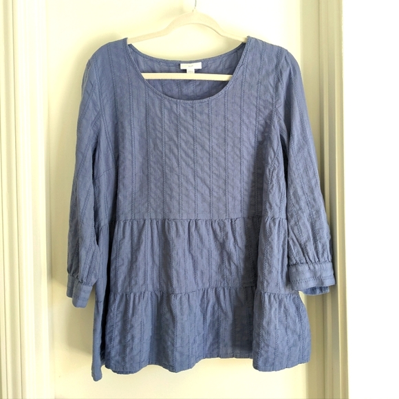 J. Jill| Light Blue, Tiered Long Sleeve Blouse, Size Large - Picture 1 of 7